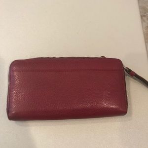 Coach Burgundy Leather Zip Around Wallet